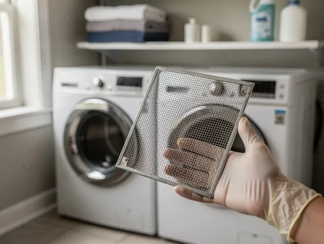 Kannapolis Dryer Vent Cleaning specialist performing detailed lint trap cleaning service in Kannapolis
