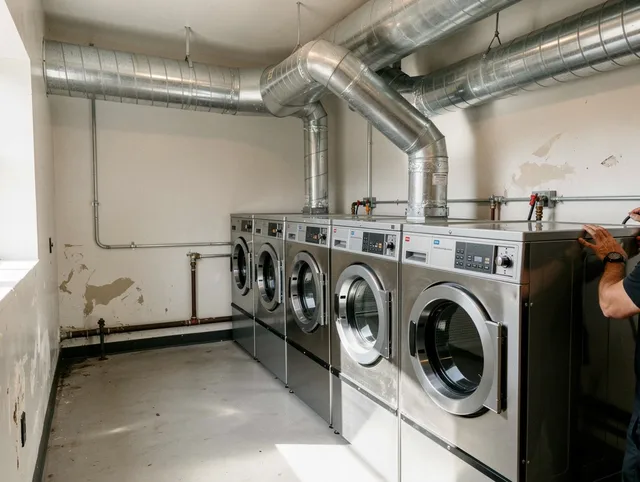 Kannapolis Dryer Vent Cleaning team performing large-scale commercial dryer vent cleaning in Kannapolis